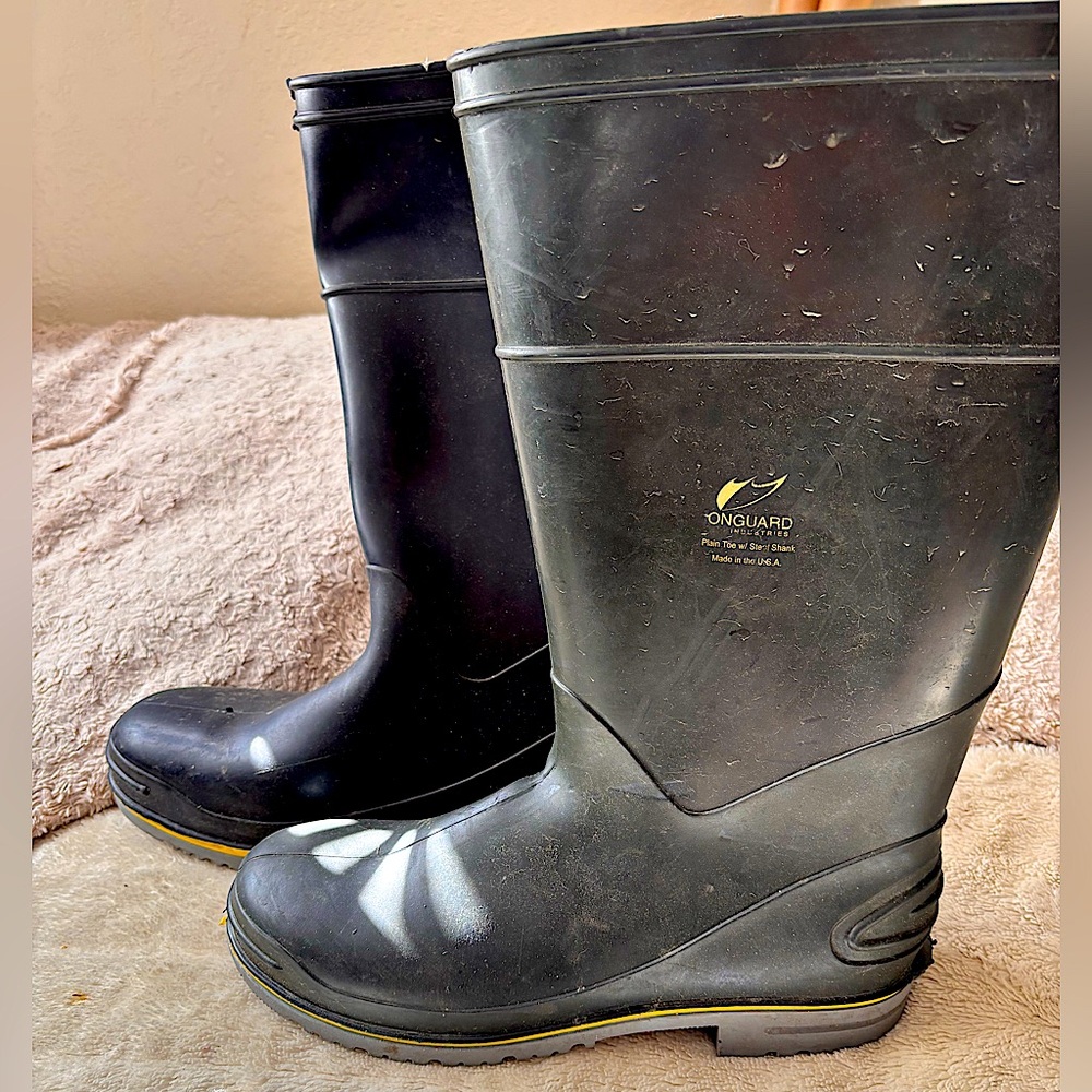 Onguard Industries Plain Toe Steel Shank Water/Weather Tall Black Boots Men’s 11